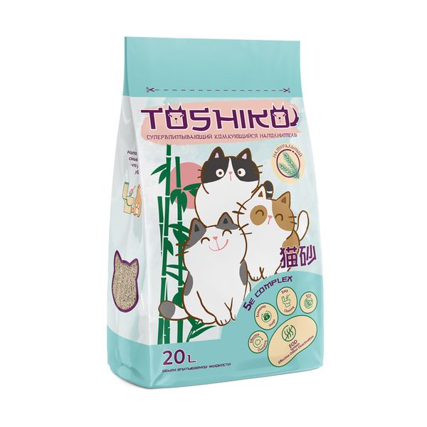 Наполнитель древесный комкующийся натуральный Toshiko 7,6кг 20л наполнитель для кошачьих туалетов чистый котик тофу комкующийся лимон 5 4 кг 12 л