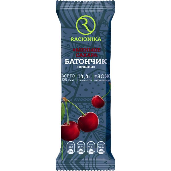 Батончик Racionika (Рационика) Сахар-контроль со вкусом вишни 50 г рационика сахар контроль батончик вишня 50г