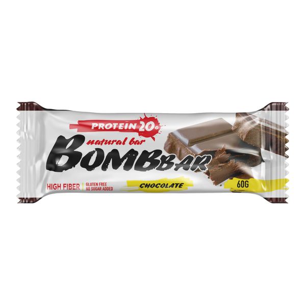 Батончик неглазированный двойной шоколад Bombbar 60г ООО Фитнес Фуд