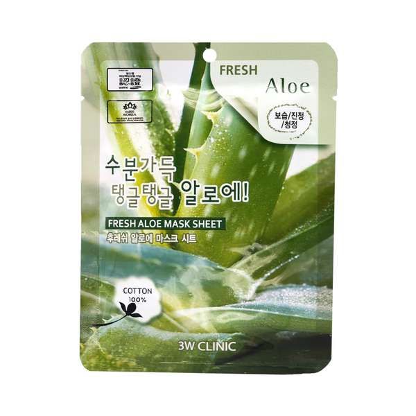 Купить Маска для лица тканевая с экстрактом алоэ Fresh aloe mask sheet 3W Clinic 23мл, XAI Cosmetics Korea Co., Ltd, Южная Корея