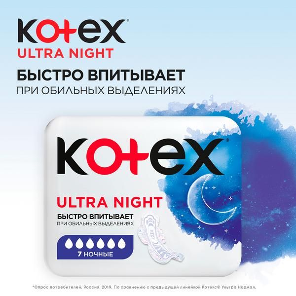 Прокладки Night Ultra Net Kotex/Котекс 14шт фото №3