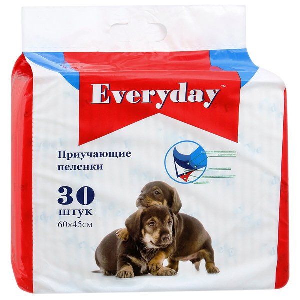 Пеленки для животных впитывающие гелевые Everyday 60х45см 30шт пеленки для домашних животных grodo для собак 60 x 60см 30шт
