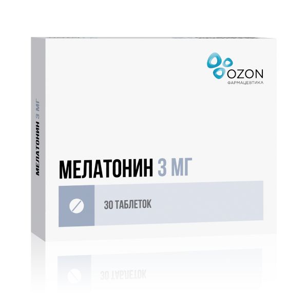 Мелатонин таблетки п/о плен. 3мг 30шт мелатонин таблетки покрыт плен об 3 мг 30 шт