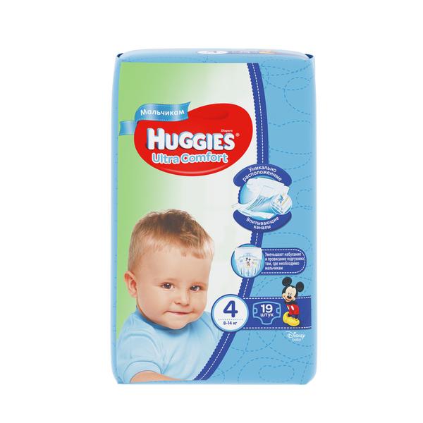 Подгузники Huggies/Хаггис Ultra Comfort для мальчиков 4 (8-14кг) 19 шт.  купить в Москве, честные отзывы покупателей