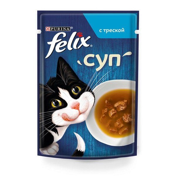 Суп для взрослых кошек с треской Felix 48г ООО Нестле Россия 1115625 - фото 1