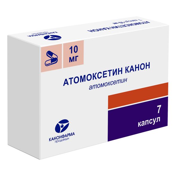 Атомоксетин Канон капсулы 10мг 7шт атомоксетин 60 мг европа аналог когниттера glenmark капсулы 30