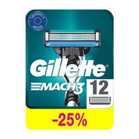 Кассеты Gillette (Жиллетт) сменные для безопасных бритв Mach3, 12 шт. миниатюра