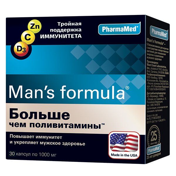 Витамины для мужчин Больше чем поливитамины Mans formula/Мен-с формула капсулы 1000мг 30шт