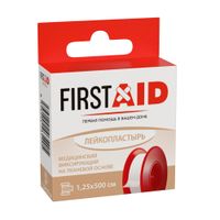 Пластырь фиксирующий на тканевой основе First Aid/Ферстэйд 1,25х500см