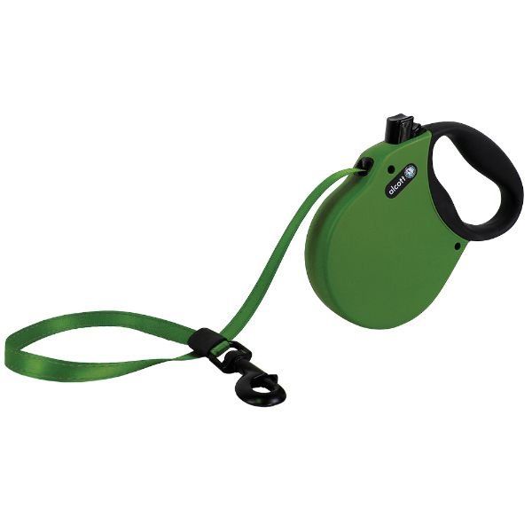 Рулетка лента для собак весом до 50кг антискользящая ручка зеленая Adventure Alcott 5м (L)