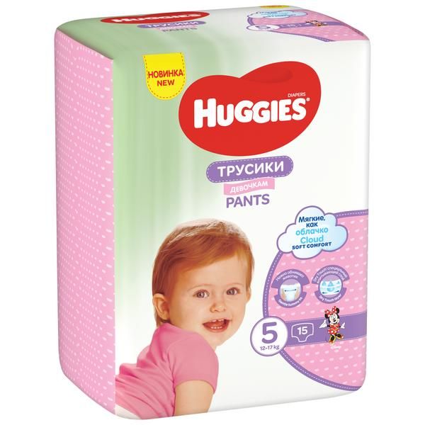 Трусики-подгузники для девочек Huggies/Хаггис р.5 12-17кг 15шт фото №2