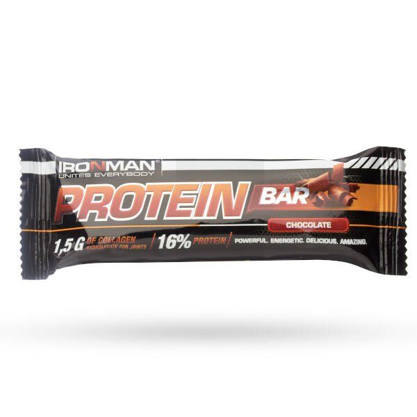 Батончик протеиновый с коллагеном шоколад в темной глазури Protein Bar Ironman 50г 12шт