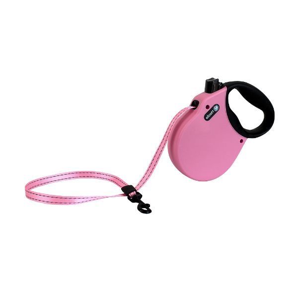 Рулетка лента для собак весом до 20кг антискользящая ручка розовая Adventure Alcott 5м (S)