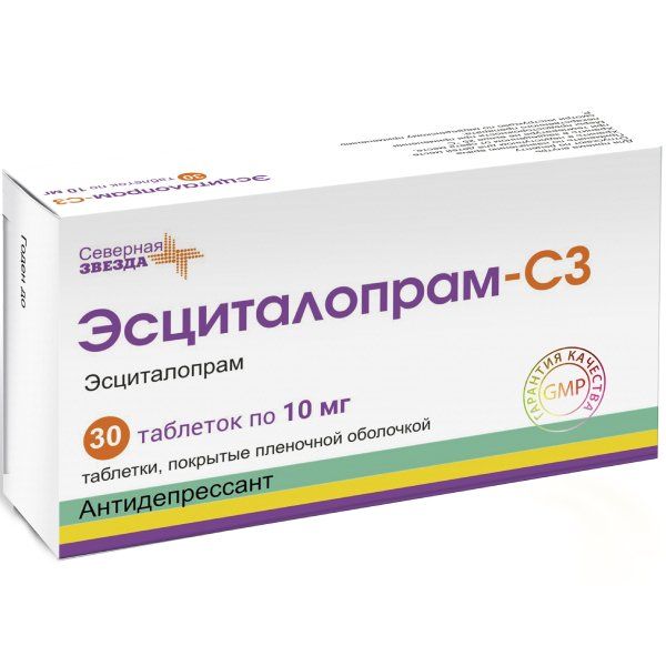 Эсциталопрам-СЗ таблетки п/о плен. 10мг 30шт