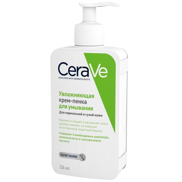 Крем-пенка для умывания увлажняющая для нормальной и сухой кожи CeraVe/ЦераВе 236мл фото №3