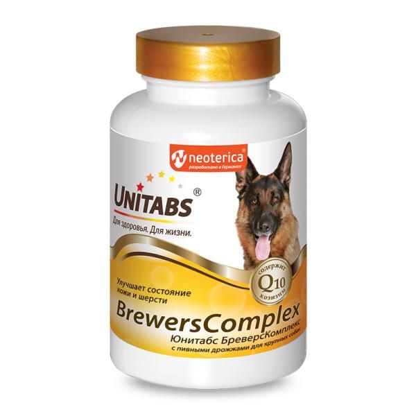 BrewersComplex с Q10 Unitabs таблетки для крупных собак 100шт prebiotic unitabs таблетки для кошек и собак 100шт