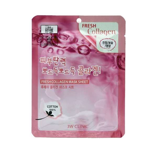 Маска для лица тканевая с коллагеном Fresh collagen mask sheet 3W Clinic 23мл XAI Cosmetics Korea Co., Ltd 1665258 - фото 1