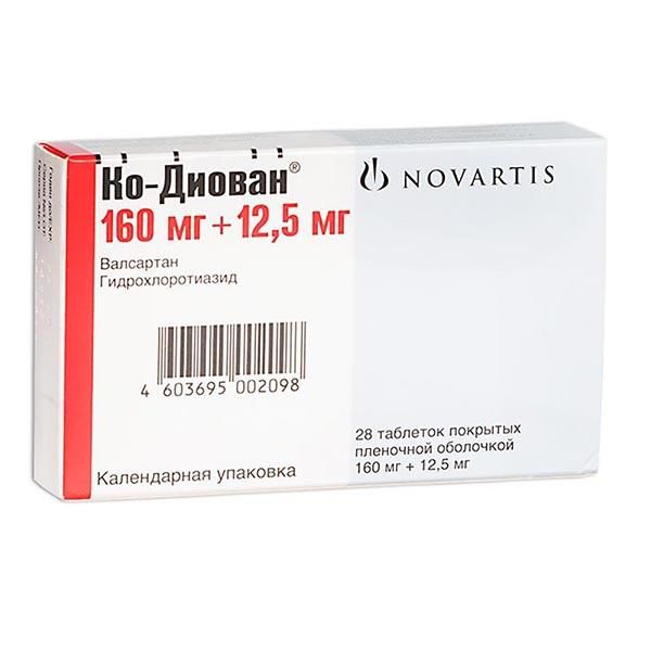 Купить Ко-диован таблетки п/о 160мг+12, 5мг 28шт, Novartis Pharma S.р.A