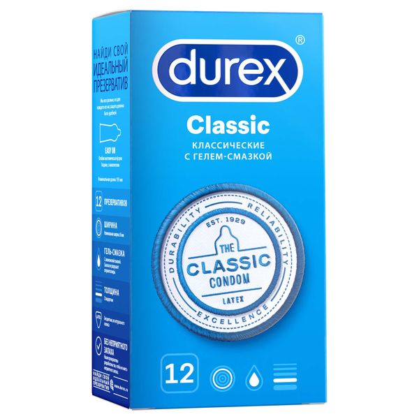 Купить Презервативы Classic Durex/Дюрекс 12шт, Рекитт Бенкизер Хелскэар (ЮК) Лтд, Великобритания