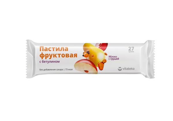 Пастила Vitateka (Витатека) фруктовая с бетулином Яблоко с грушей 27 г ООО 