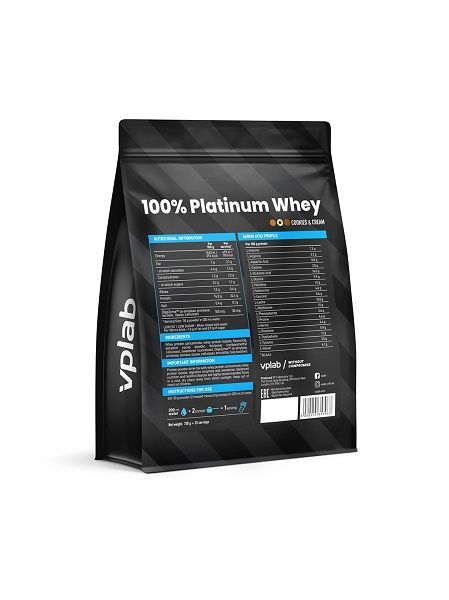 Протеин сывороточный 100% печенье-крем Platinum Whey Vplab 750г фото №2
