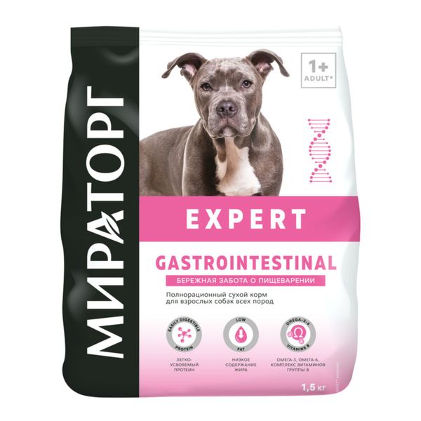 Корм сухой для взрослых собак забота о пищеварении Expert Мираторг 1,5кг СК Короча