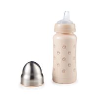 Термобутылочка с силиконовой соской и соской-поильником песочный Happy Baby/Хэппи Беби 200мл миниатюра фото №2