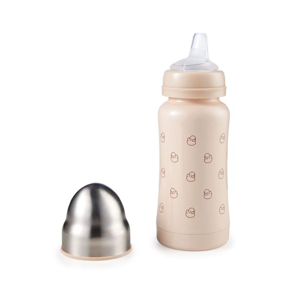 Термобутылочка с силиконовой соской и соской-поильником песочный Happy Baby/Хэппи Беби 200мл фото №2