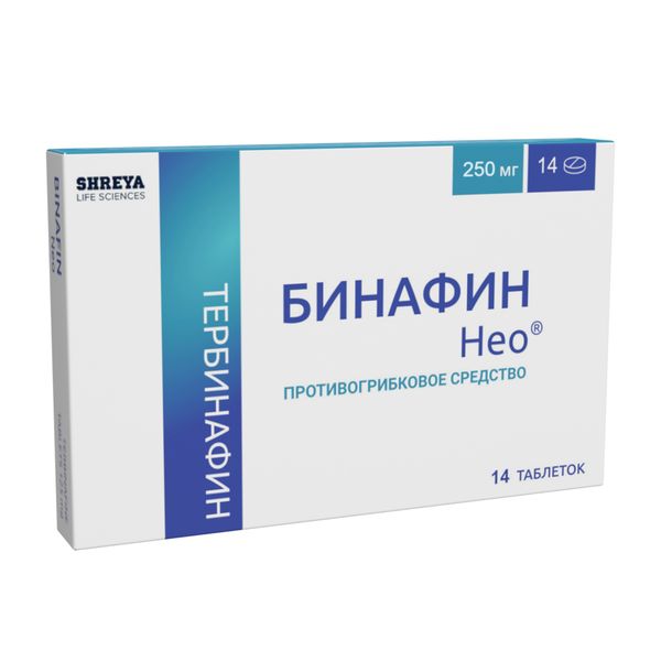 Бинафин Нео таблетки 250мг 14шт тербинафин таб 250мг 14