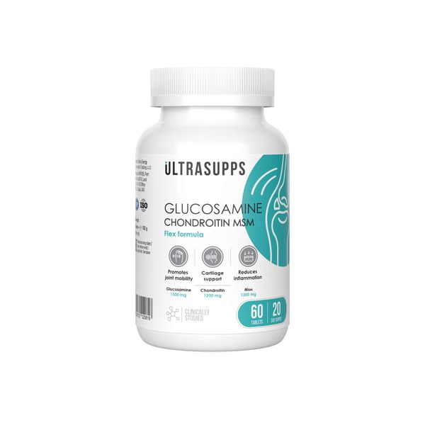 Глюкозамин+Хондроитин+МСМ комплекс UltraSupps/Ультрасаппс таблетки 60шт Ultra Energy Supplements Trading L.L.C