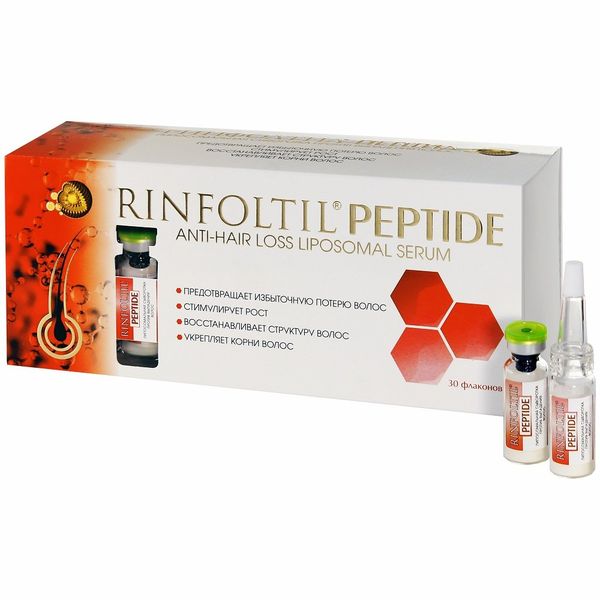 Сыворотка против выпадения волос липосомальная Пептид Rinfoltil/Ринфолтил 188мг 30шт+дозатор 3шт