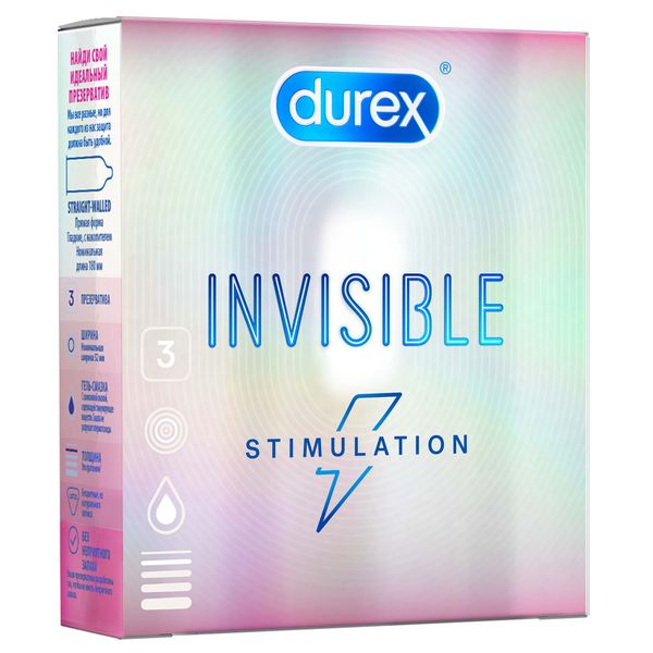 Презервативы Invisible Stimulation Durex/Дюрекс 3шт презервативы durex dual extase рельефные с анестетиком 3 шт