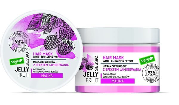 Маска ламинирующая для высокопористых волос с малиной Sessio Jelly Fruit Chantal 250г фото №2