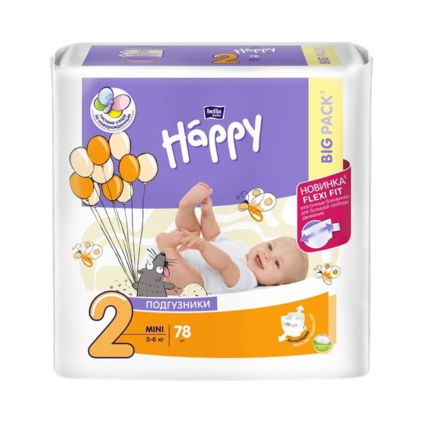 Подгузники гигиенические для детей Bella baby Happy MINI 78 шт. TZMO S.A 1303824 - фото 1