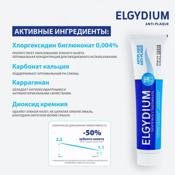 Паста зубная против зубного налета Anti-plaque Elgydium/Эльгидиум 75мл фото №3