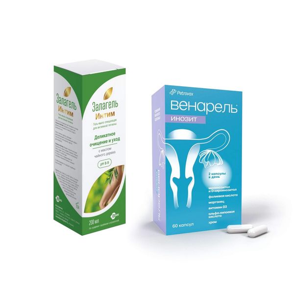 1X Инозит Венарель капсулы 759мг 60шт + 1X Гель-мыло для интимной гигиены Залагель интим 200мл