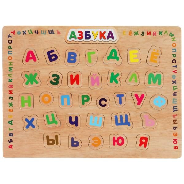 Игрушка деревянная рамка-вкладыш азбука Буратино