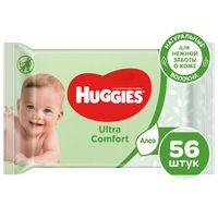 Салфетки влажные многослойные с алоэ детские Ultra Comfort Huggies/Хаггис 56шт