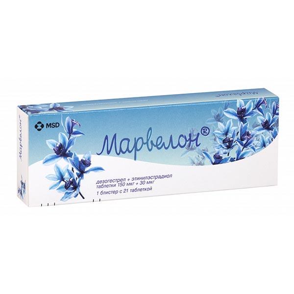 Изображение товара Марвелон таблетки 150 мкг + 30 мкг 21 шт противозачаточный препарат