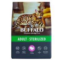 Корм сухой для кошек индейка Sterilized Mr.Buffalo 1,8кг