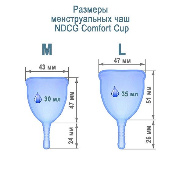 Менструальная чаша Comfort Cup Blue размер L голубая NDCG фото №2