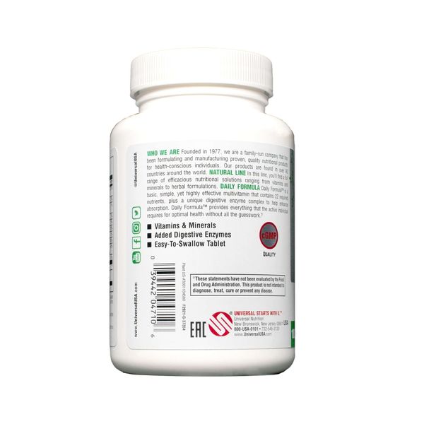 Витаминно-минеральный комплекс Daily formula Universal Nutrition таблетки 100шт фото №2