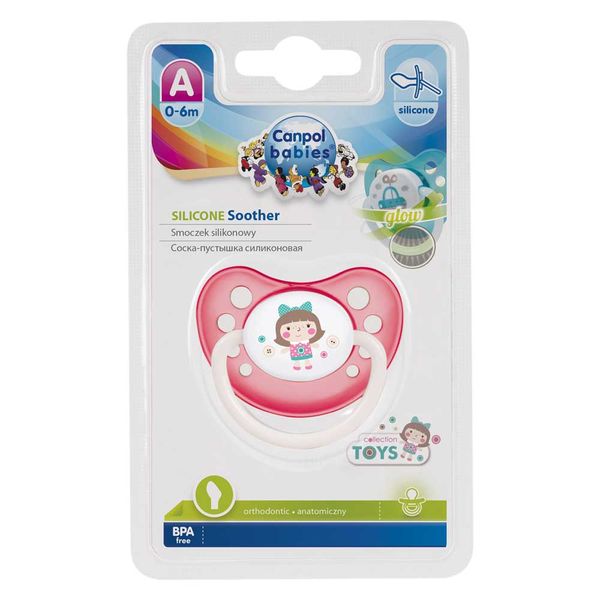 Пустышка Canpol babies (Канпол бейбис) Toys анатомическая силиконовая 0-6 мес. бирюзовая/розовая
