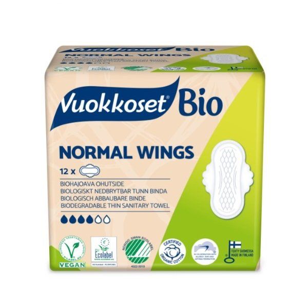 Прокладки гигиенические женские с крылышками Normal Wings Bio Vuokkoset 12шт Delipap OY 573005 - фото 1