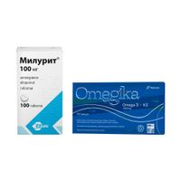 1X Милурит таблетки 100мг 100шт + 1X Омегика капсулы 1004мг 30шт