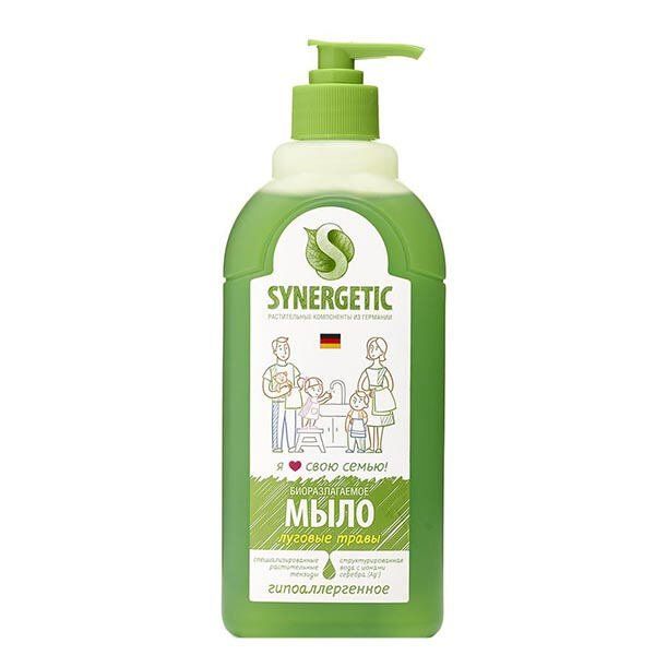 Мыло жидкое биоразлагаемое для мытья рук и тела Луговые травы Synergetic 500 мл SYNERGETIC 1424662 - фото 1