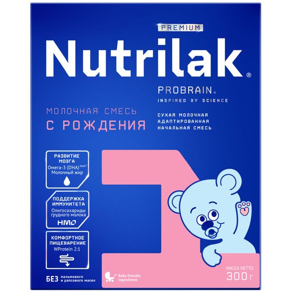 Смесь молочная сухая адаптированная для детей 0-6 мес. Premium 1 Nutrilak/Нутрилак 300г смесь nutrilak нутрилак premium 2 молочная сухая адаптированная последующая 600 г