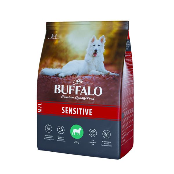 Корм сухой для собак средних и крупных пород ягненок Sensitive Mr.Buffalo 2кг фото №3