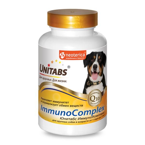 таблетки unitabs calciplus с q10 для собак ImmunoComplex с Q10 Unitabs таблетки для крупных собак 100шт