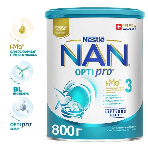 Смесь сухая молочная Nan/Нан 3 Optipro 800г фото №2
